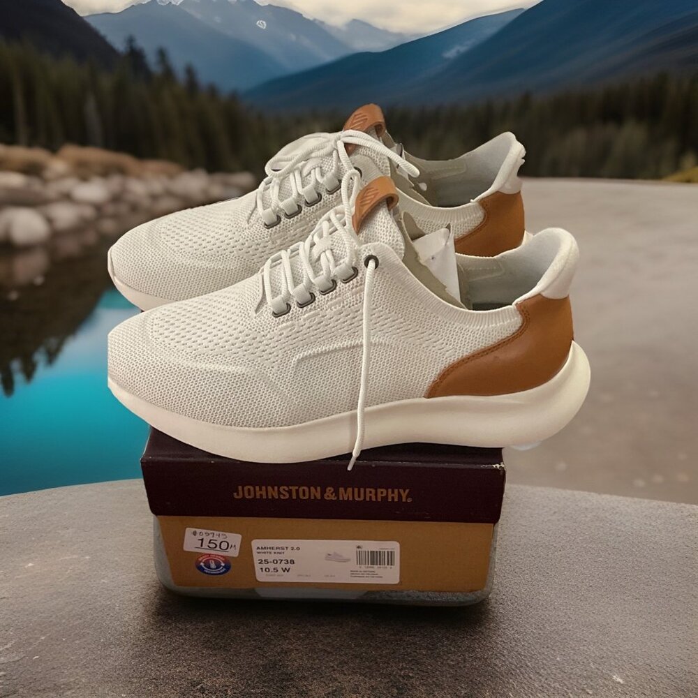 NIB Johnston & Murphy Amherst 2.0 White Knit Jogger Men Sz 10.5W Style 25-0738